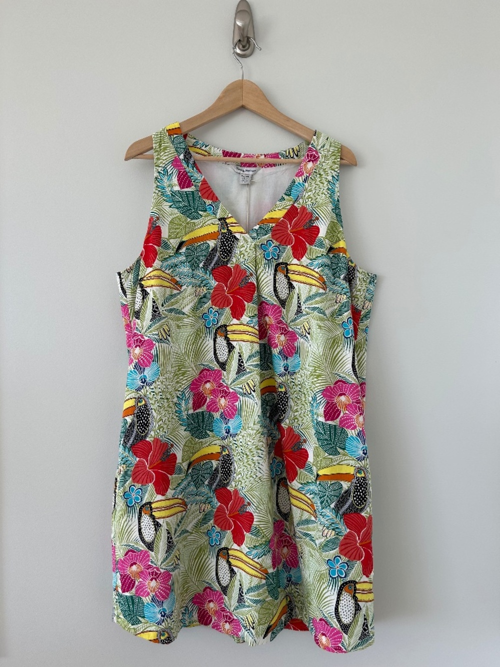NWT Tommy Bahama Dress If One Can Toucan Linen Blend Sleeveless Shift Dress XL
